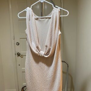 Foreign Exchange whitegold shimmer cowl back dress